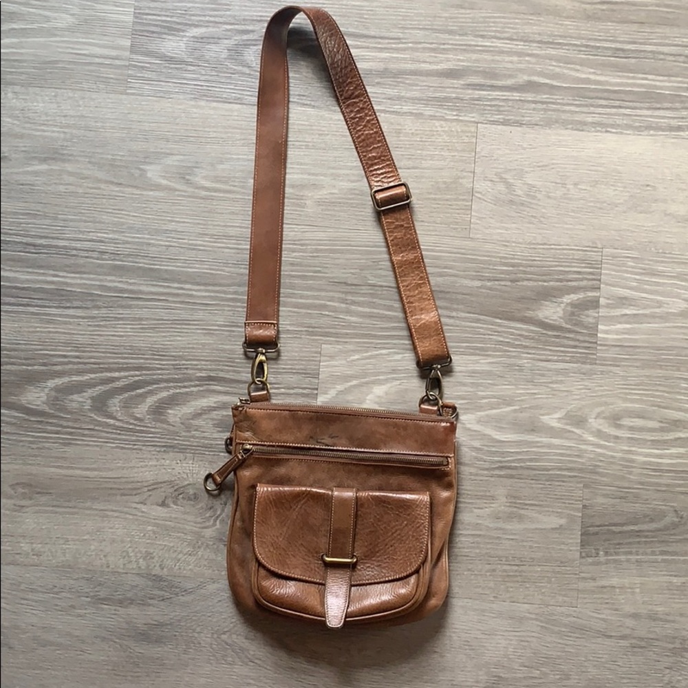 Genuine Leather Roots Side Saddle Purse